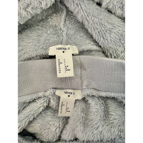 Forever 21 Blue Cloud Plush Drawstring Lounge Hoodie Shorts 2 Piece Set Size S - Picture 6 of 6